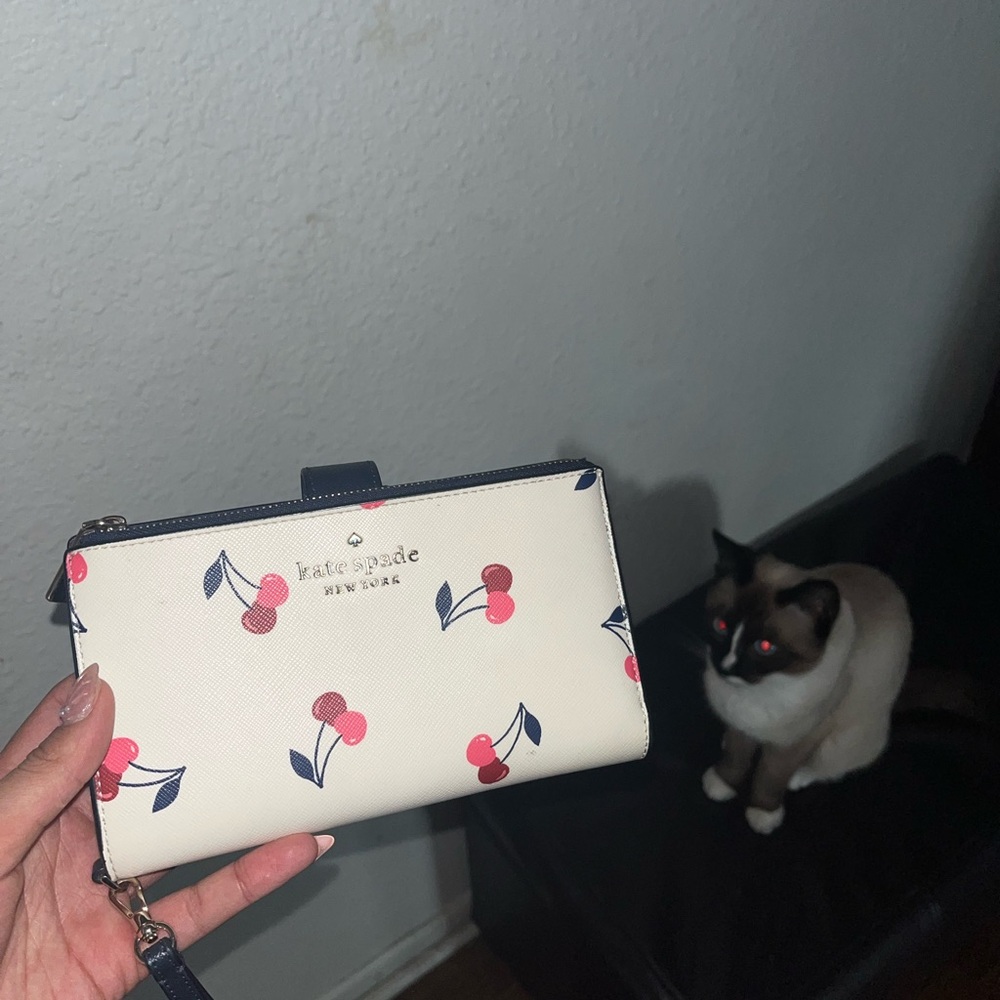 Kate Spade Cream Wallet with Cherry Design